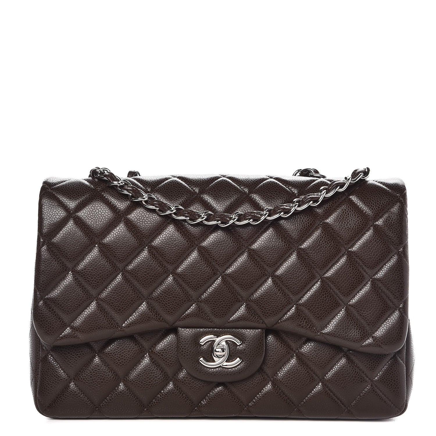 Chanel Caviar Quilted Jumbo Single Flap Dark Brown 1 of 10