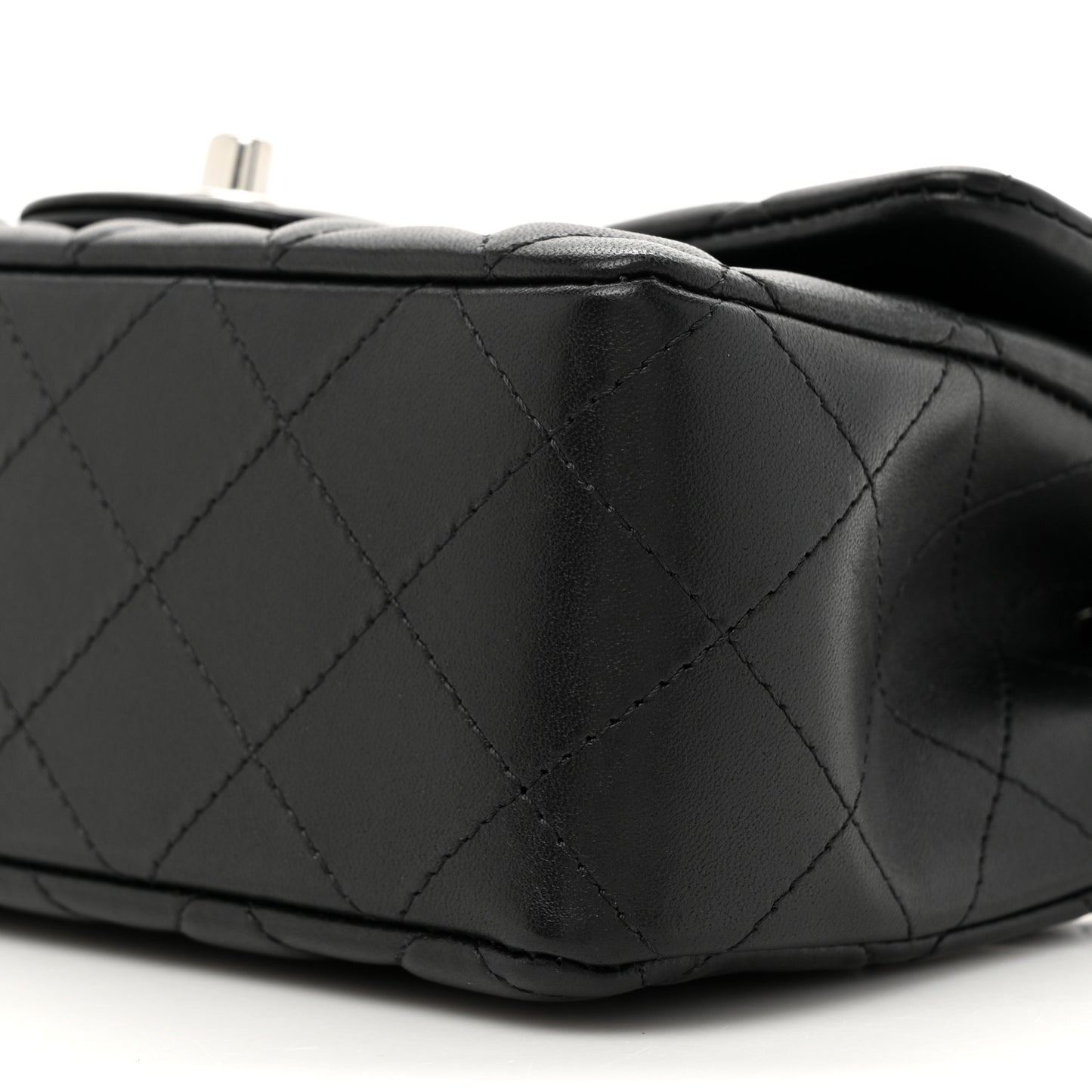 Lambskin Quilted Mini Rectangular Flap Black