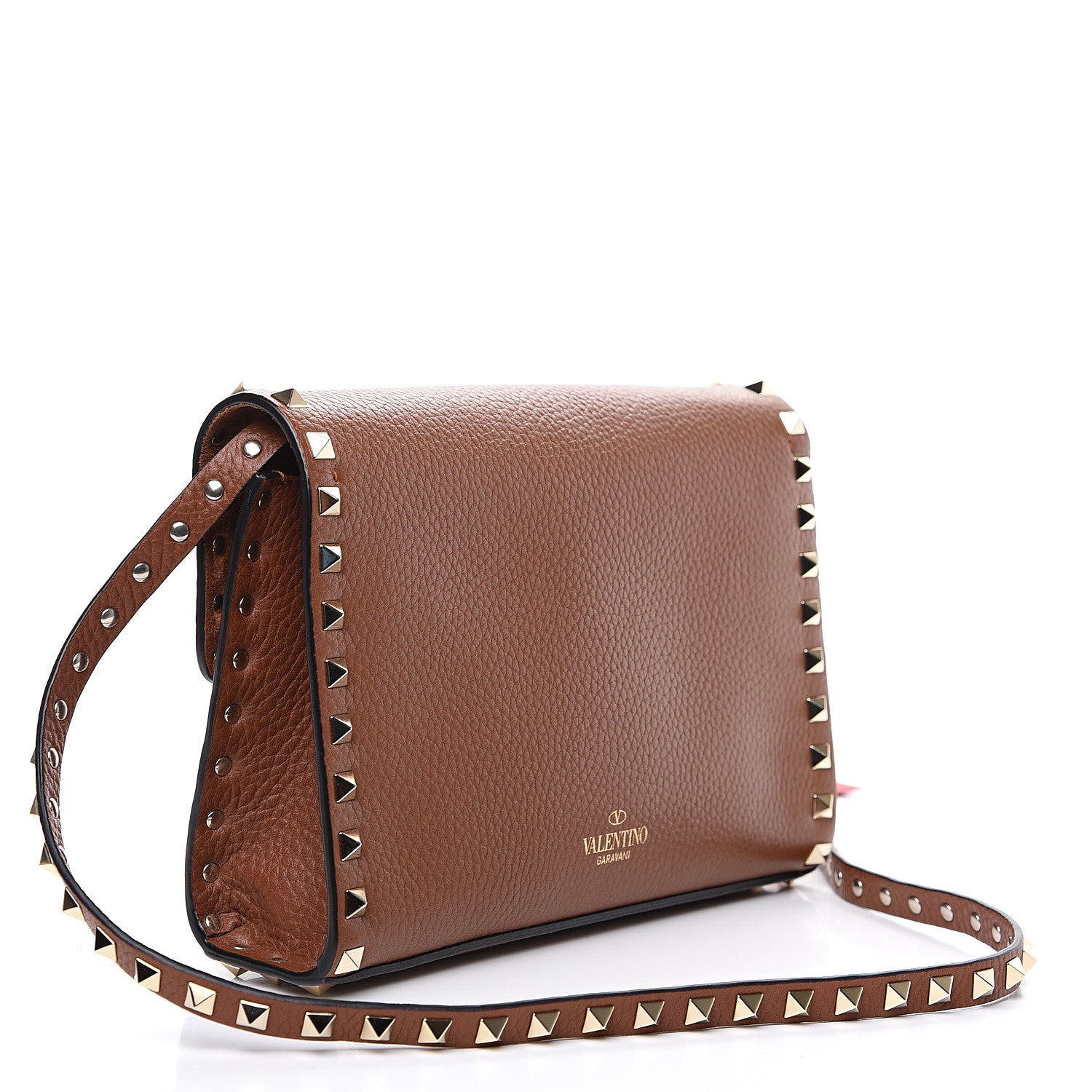 Valentino Garavani Pebbled Calfskin Medium Rockstud Flip Lock Crossbody Bag Bright Cognac 2 of 9