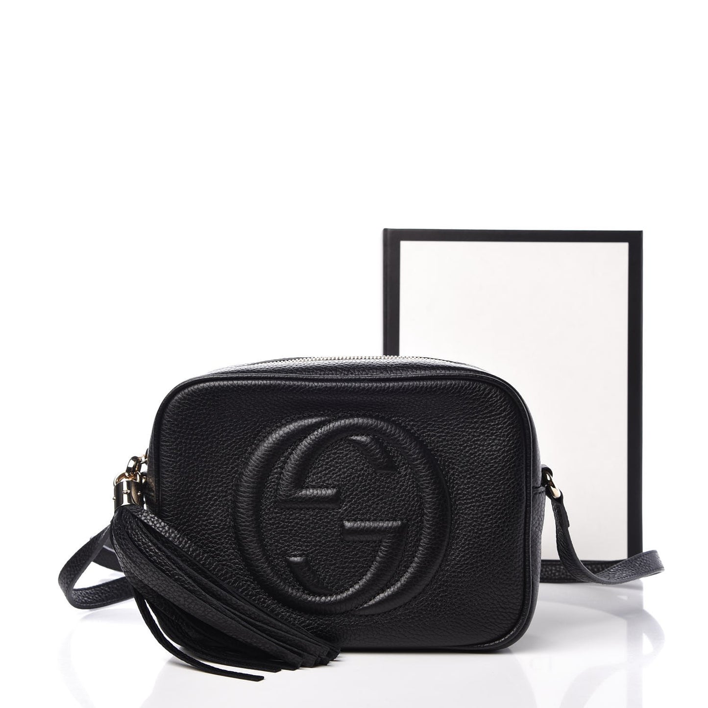 Pebbled Calfskin Small Soho Disco Bag Black