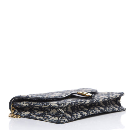 Christian Dior Oblique Saddle Chain Pouch Blue 4 of 8