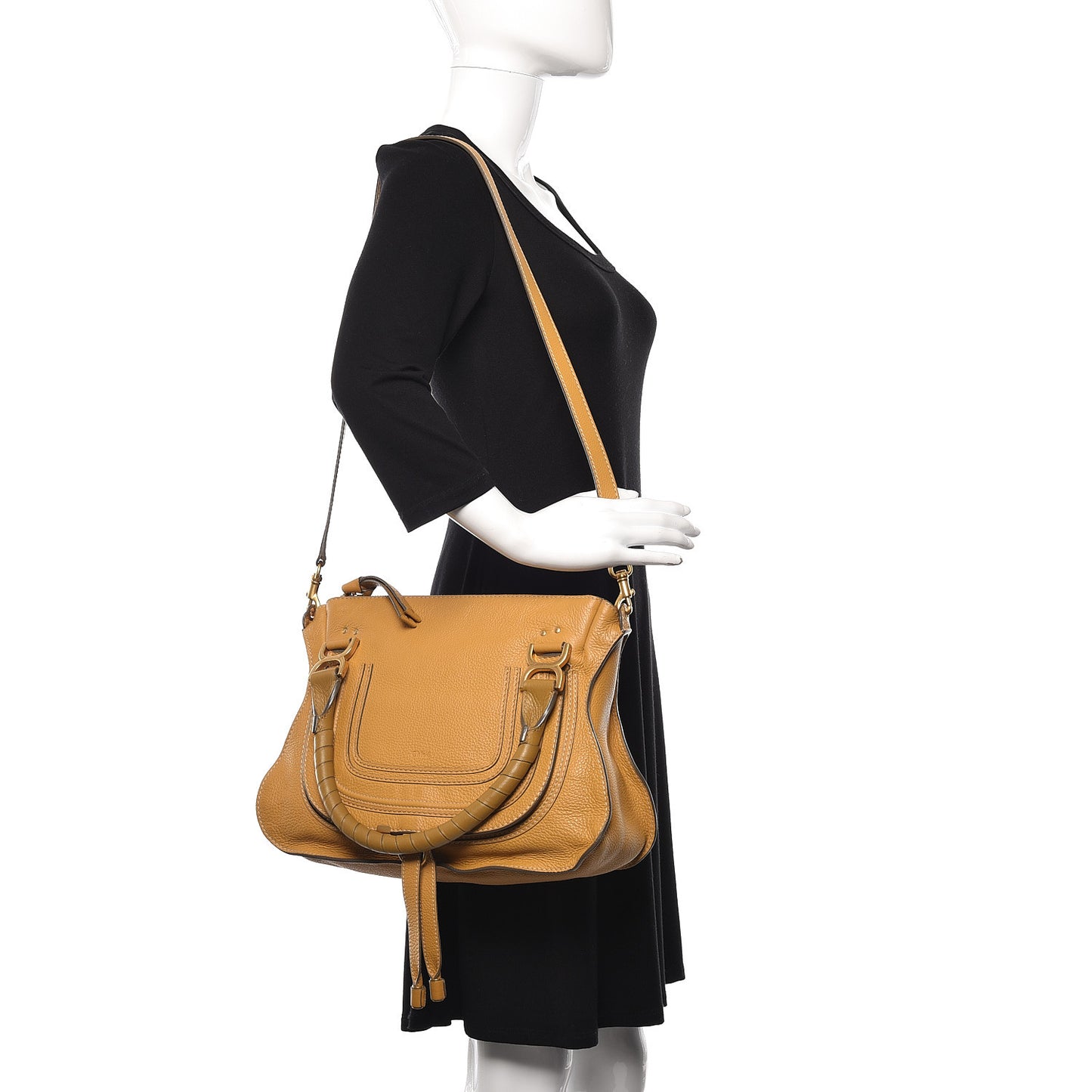 Calfskin Medium Marcie Satchel Curry Yellow