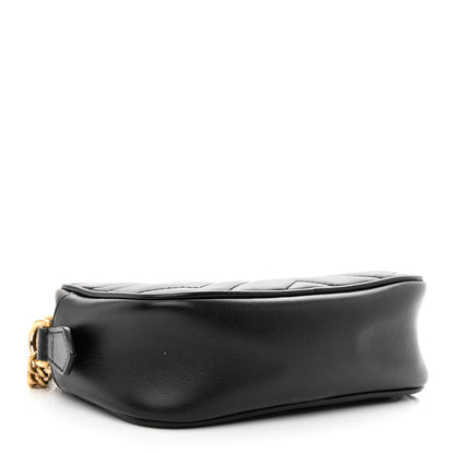 Gucci Calfskin Matelasse Mini GG Marmont Chain Shoulder Bag Black 4 of 11