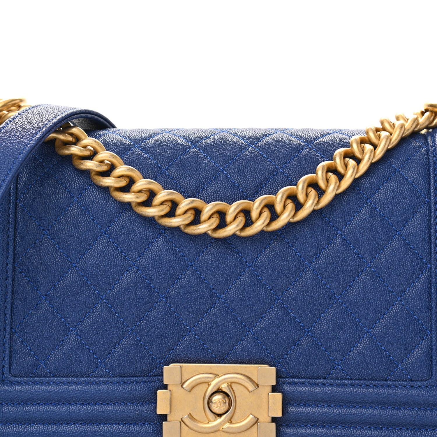Chanel Caviar Quilted Medium Boy Flap Blue 7 of 10