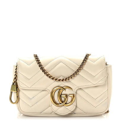 Gucci Calfskin Matelasse Super Mini GG Marmont Shoulder Bag White 1 of 11