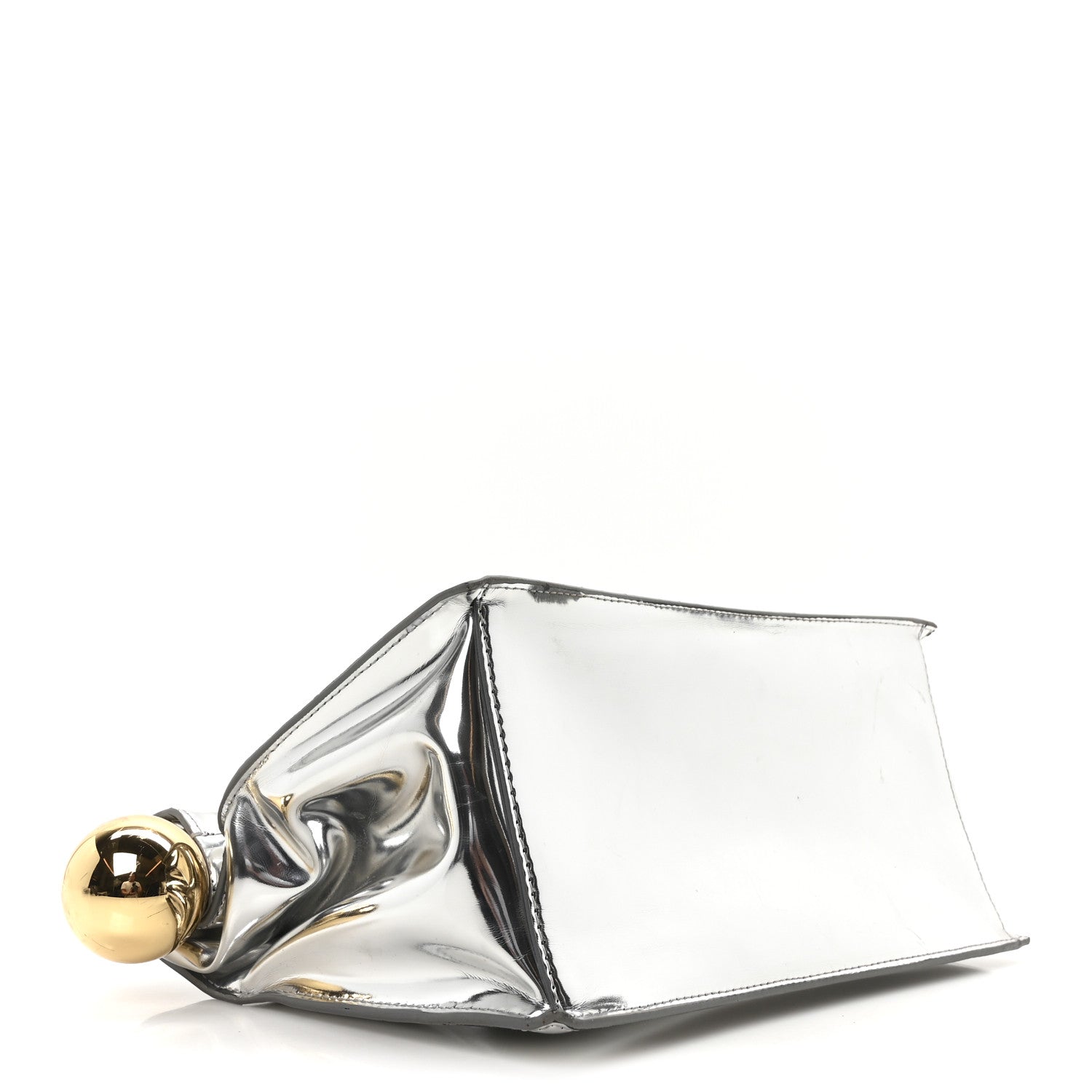 Jacquemus Metallic Patent Calfskin La Pochette Rond Carre Silver 4 of 9