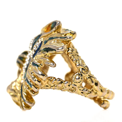 Gucci Metal Crystal Lion Head Ring XS Aged Gold Multicolor 3 of 6