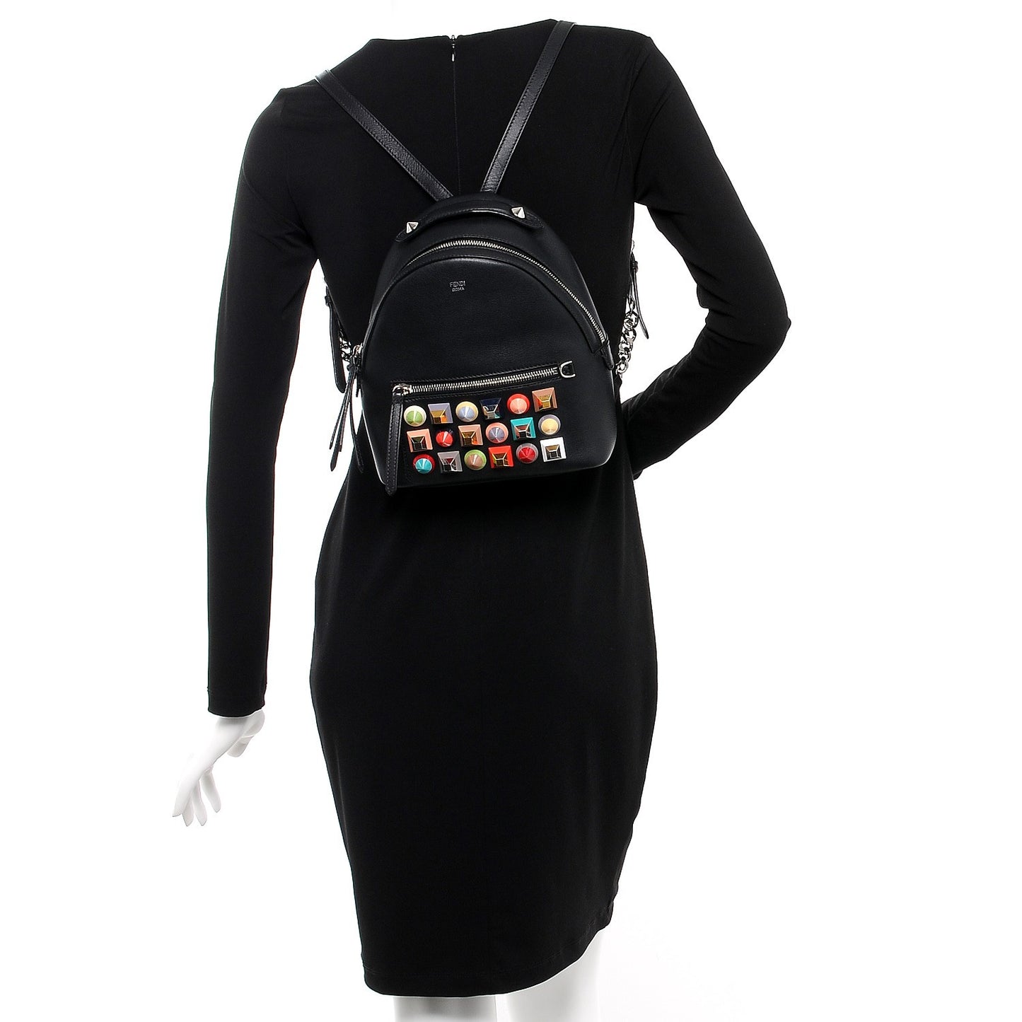 Vitello Dolce Studded Mini Backpack Black Multicolor