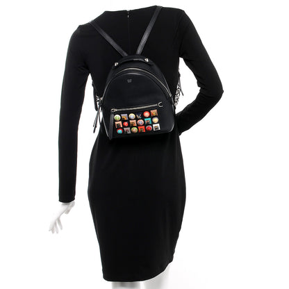 Fendi Vitello Dolce Studded Mini Backpack Black Multicolor 2 of 9