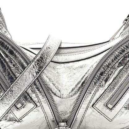 Versace Metallic Calfskin Small Repeat Zip Hobo Silver 7 of 9