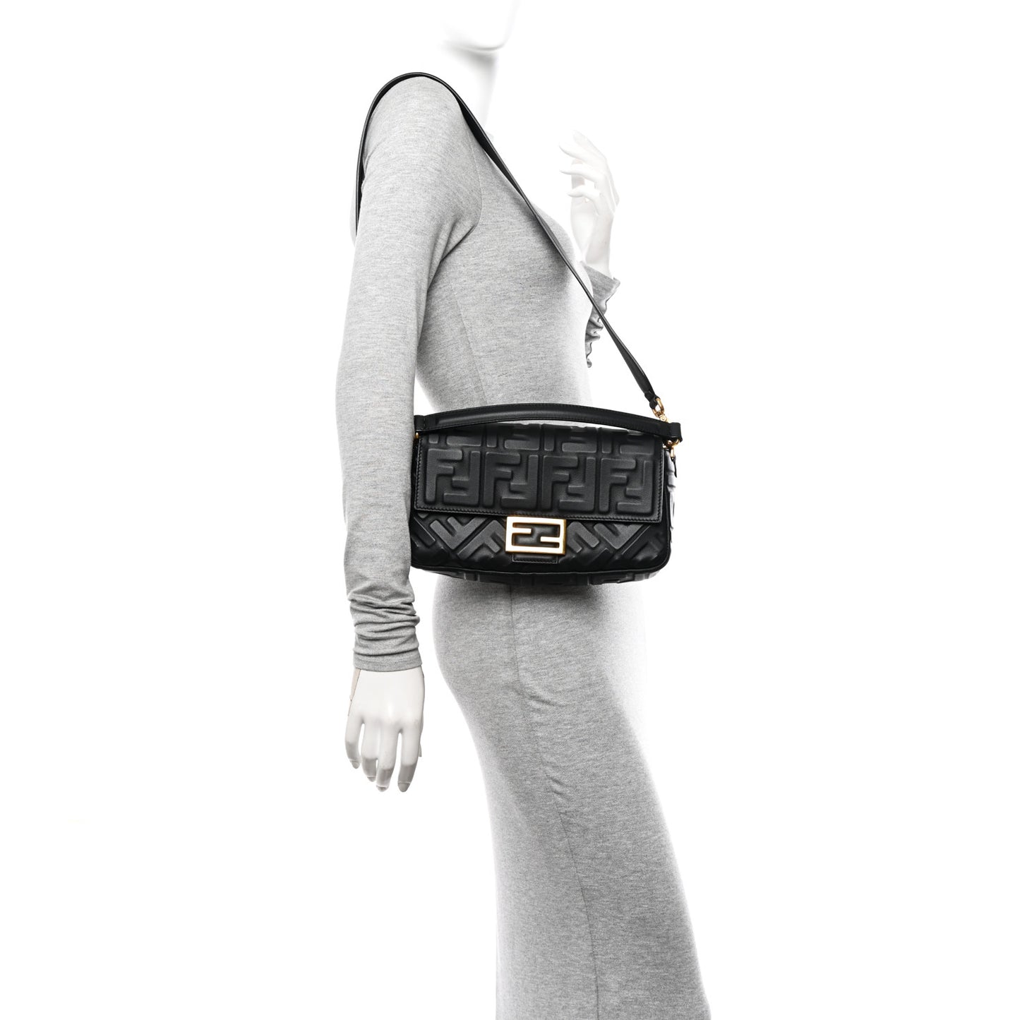 Nappa FF 1974 Embossed Baguette Black