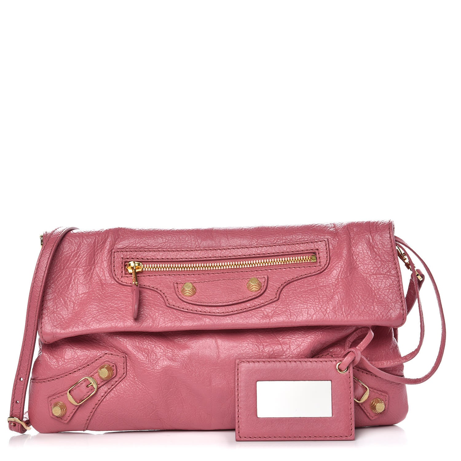 Balenciaga Agneau Giant 12 Gold Hardware Envelope Strap Clutch Rose Hortensia 1 of 8