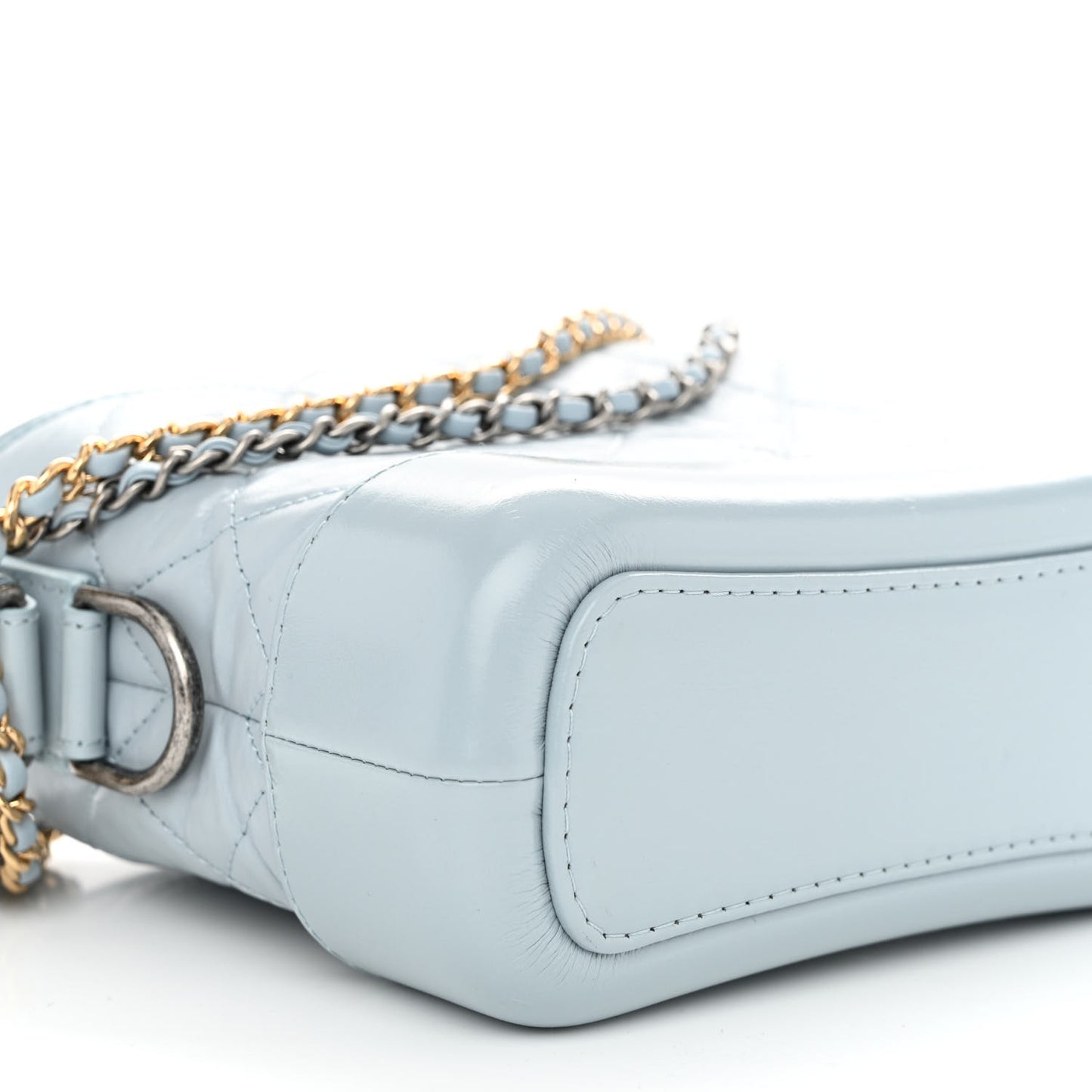 Aged Calfskin Quilted Small Gabrielle Hobo Light Blue