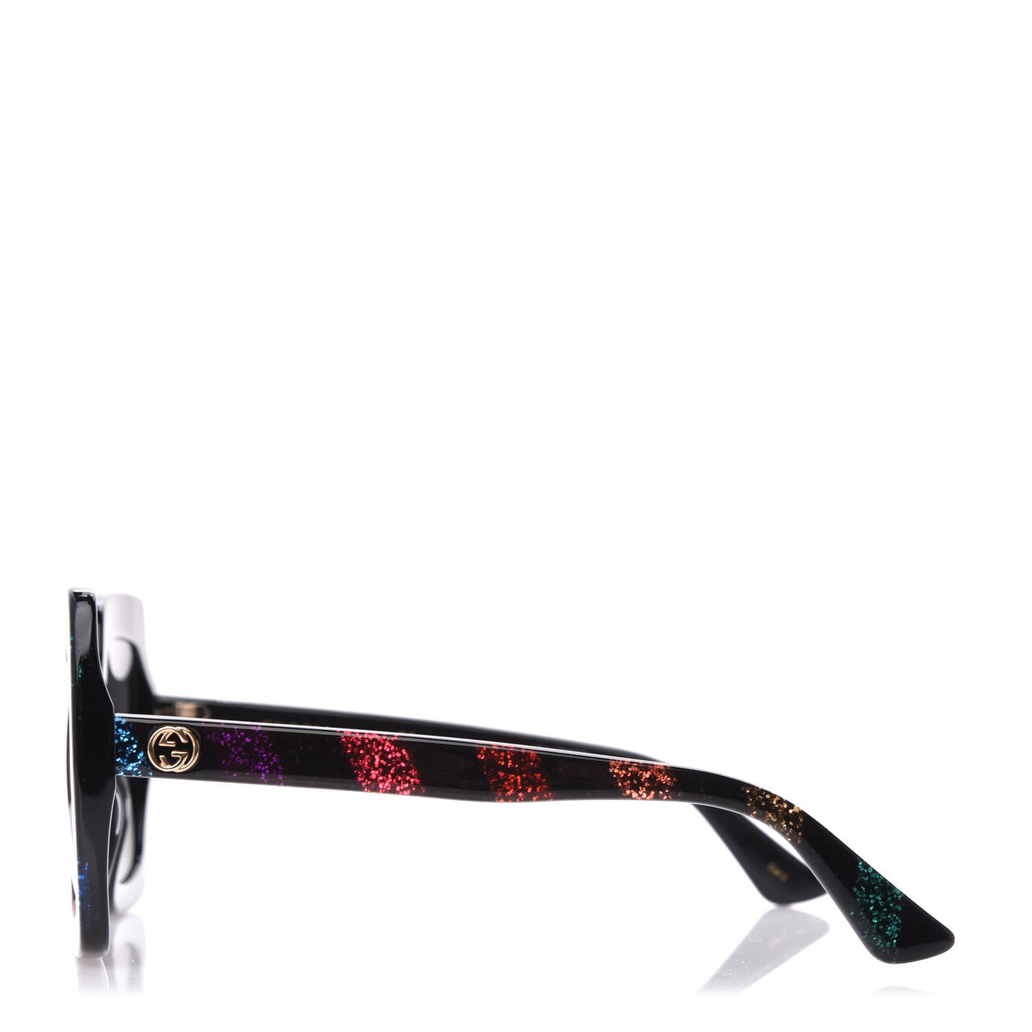 Gucci Acetate Oversize Stripe Sunglasses GG0328S Black Multi 3 of 8