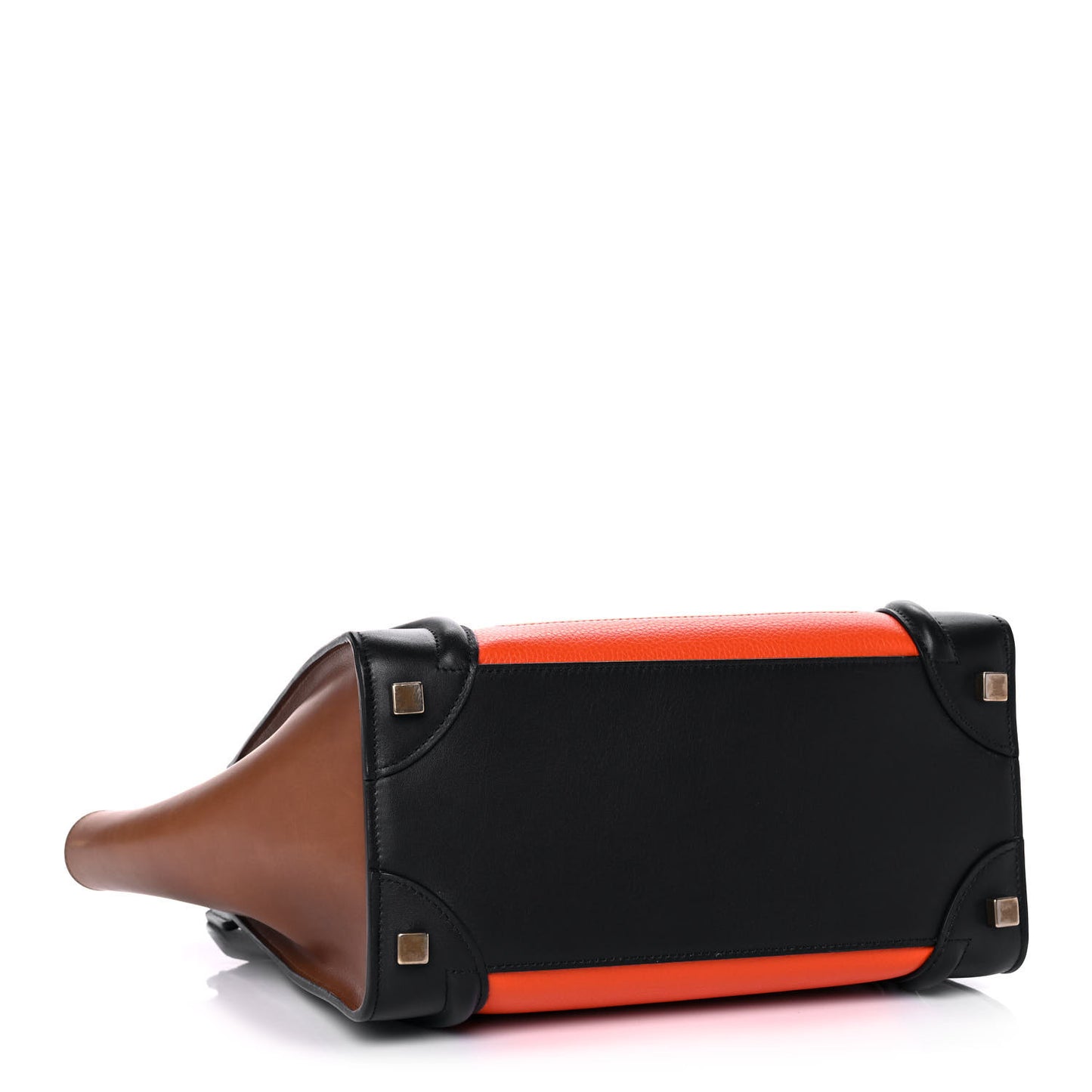 Drummed Calfskin Micro Tri-Color Luggage Bright Orange
