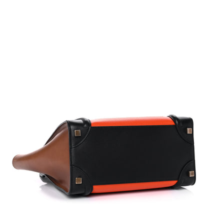 Celine Drummed Calfskin Micro Tri-Color Luggage Bright Orange 3 of 15