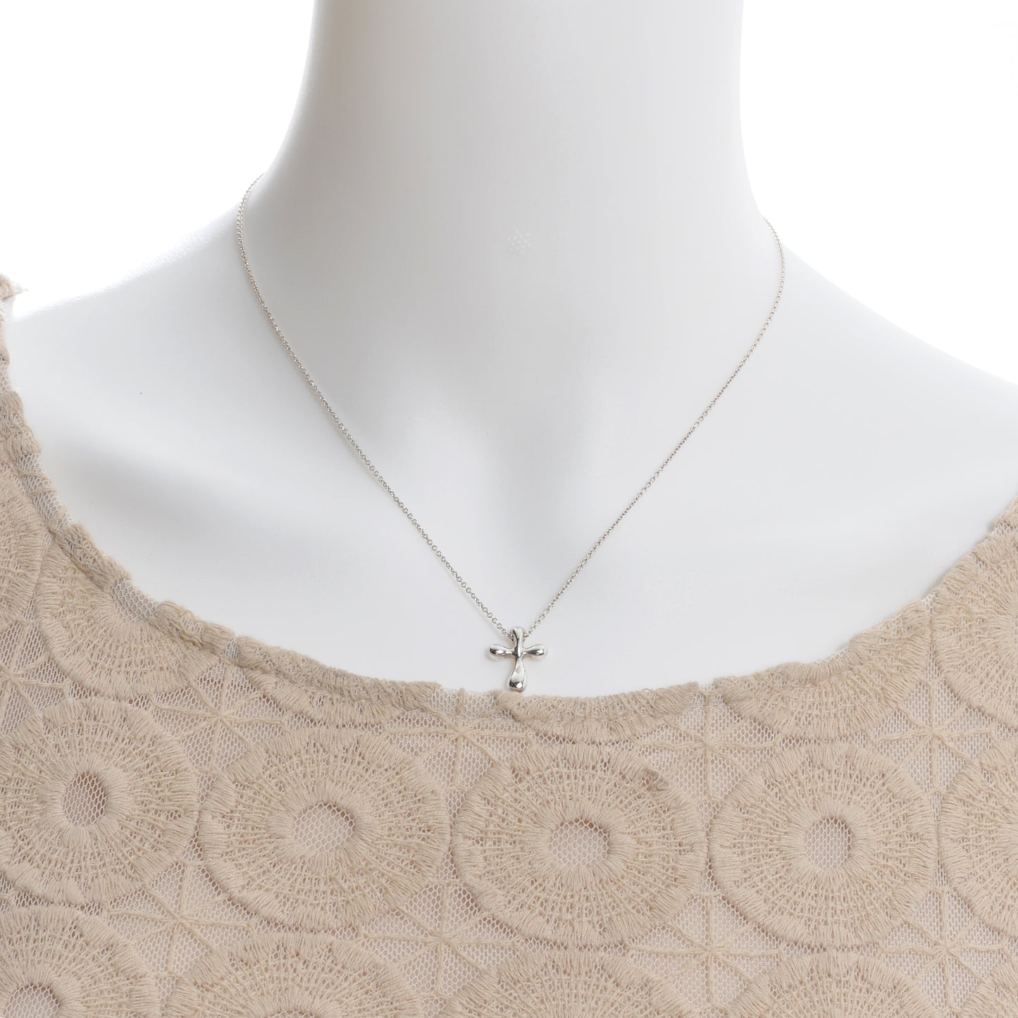Sterling Silver 12mm Elsa Peretti Cross Pendant Necklace