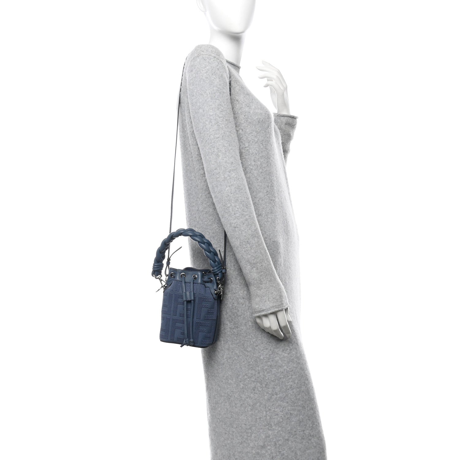 Fendi Canvas Vitello Grace F is Fendi FF Embroidered Mini Mon Tresor Bucket Bag Mirto 2 of 10