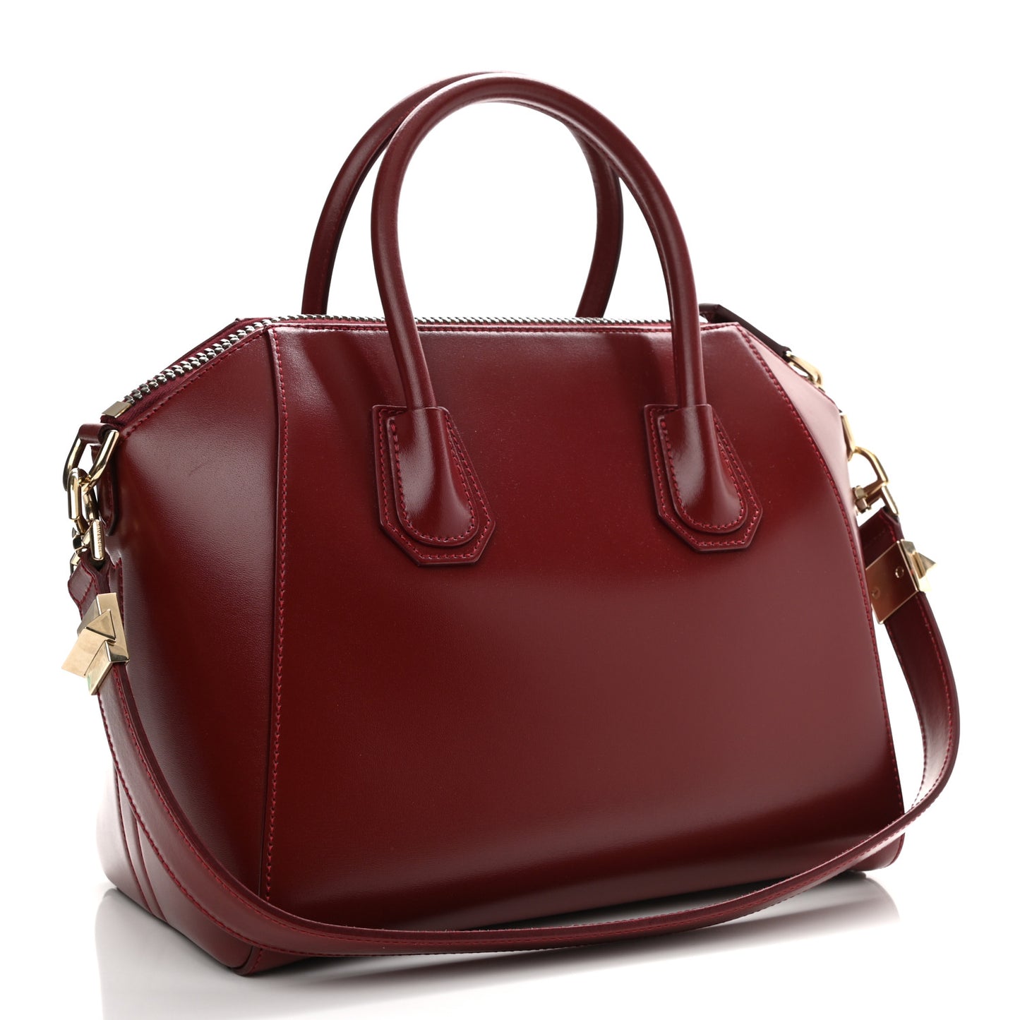 Shiny Lord Calfskin Small Antigona Burgundy