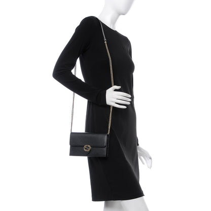 Gucci Dollar Calfskin Interlocking G Chain Wallet Black 2 of 8