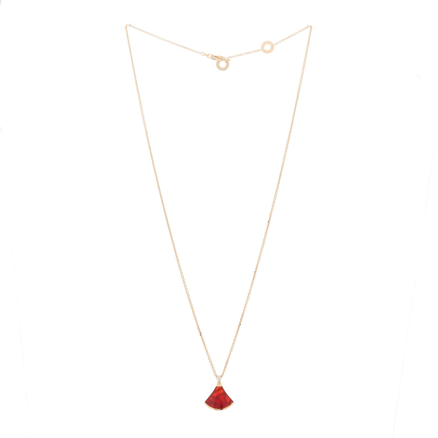 Bulgari 18K Rose Gold Diamond Carnelian Divas' Dream Pendant Necklace 3 of 7