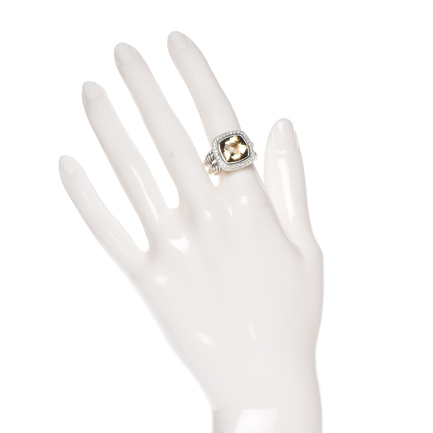 Sterling Silver Diamond Champagne Citrine 11mm Albion Ring 49 5