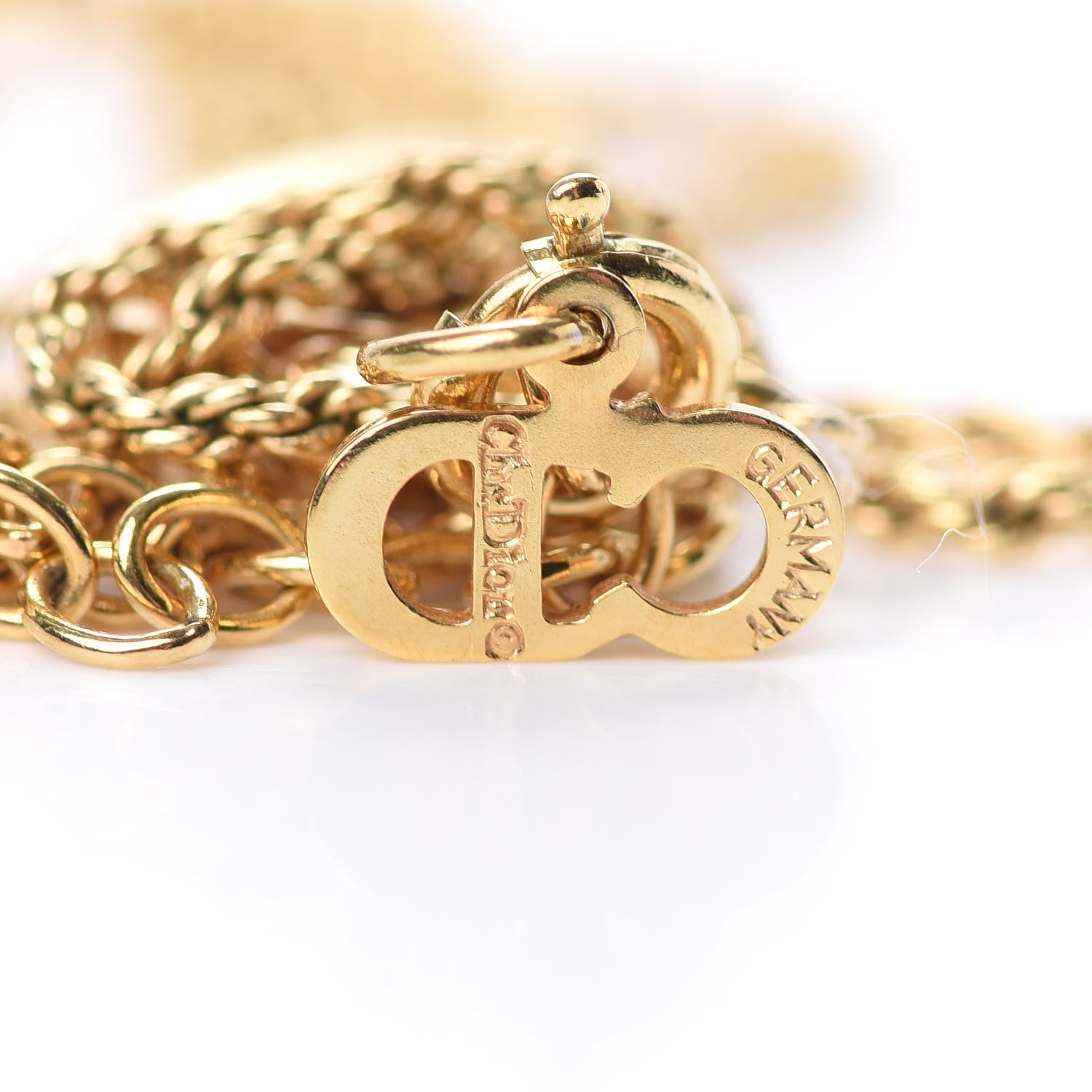 Christian Dior Metal Logo Necklace Gold 4 of 5