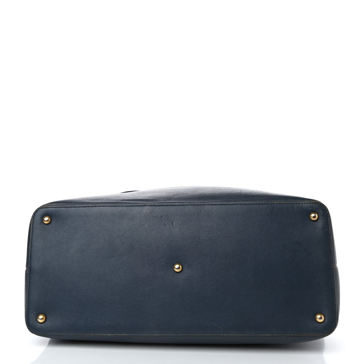 Iridescent Caviar Quilted Globe Trotter Shopping Tote Navy Blue
