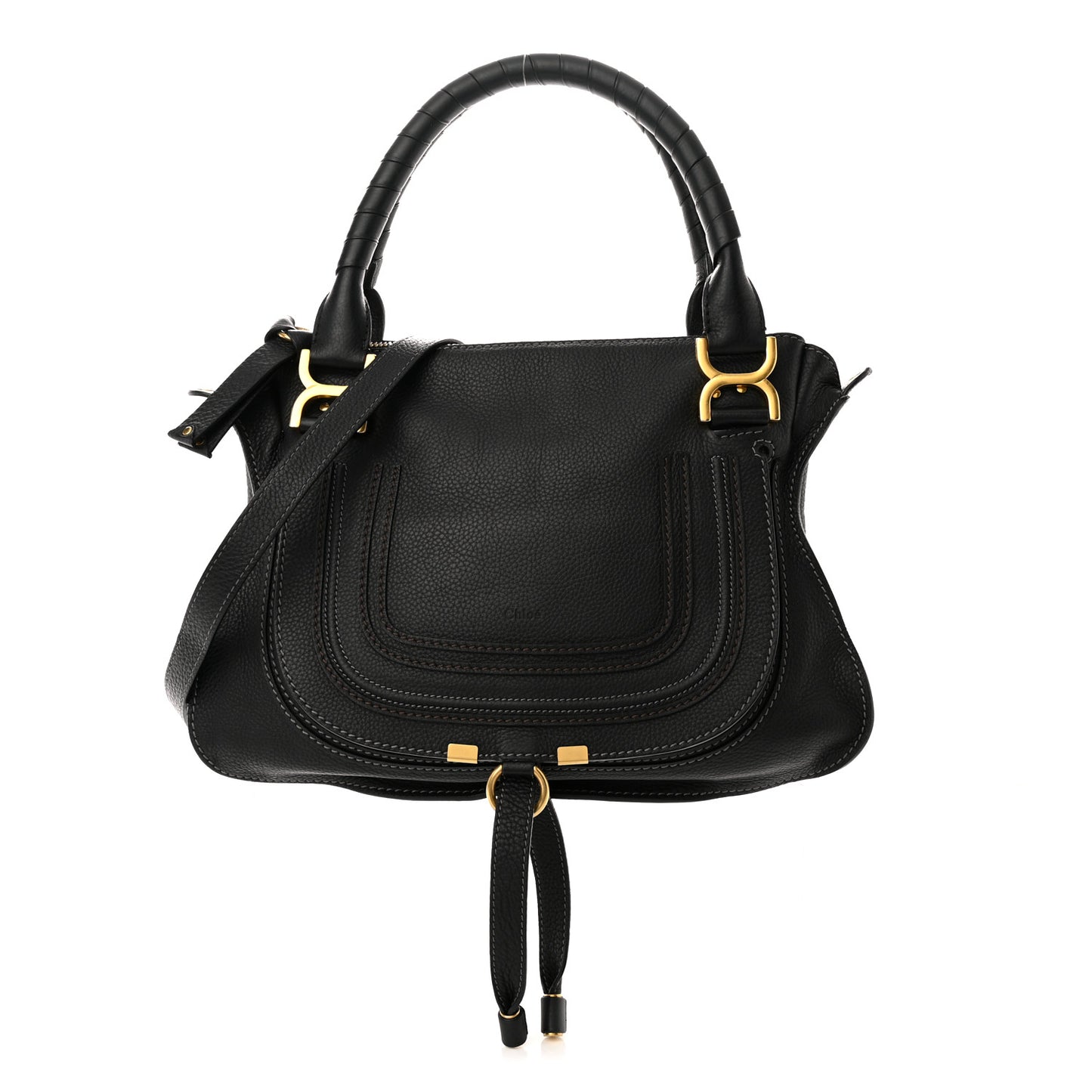 Calfskin Medium Marcie Satchel Black