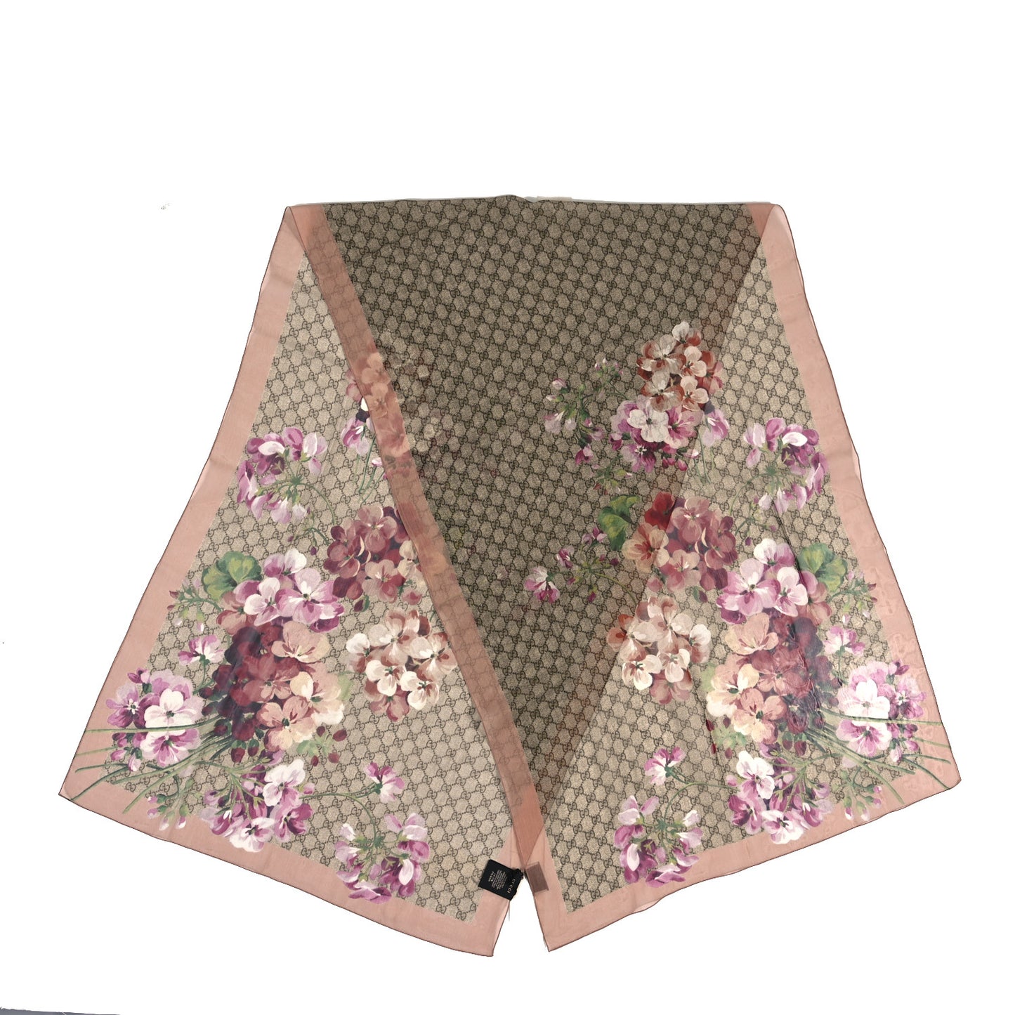 Silk Monogram Blooms Print Scarf Mauve