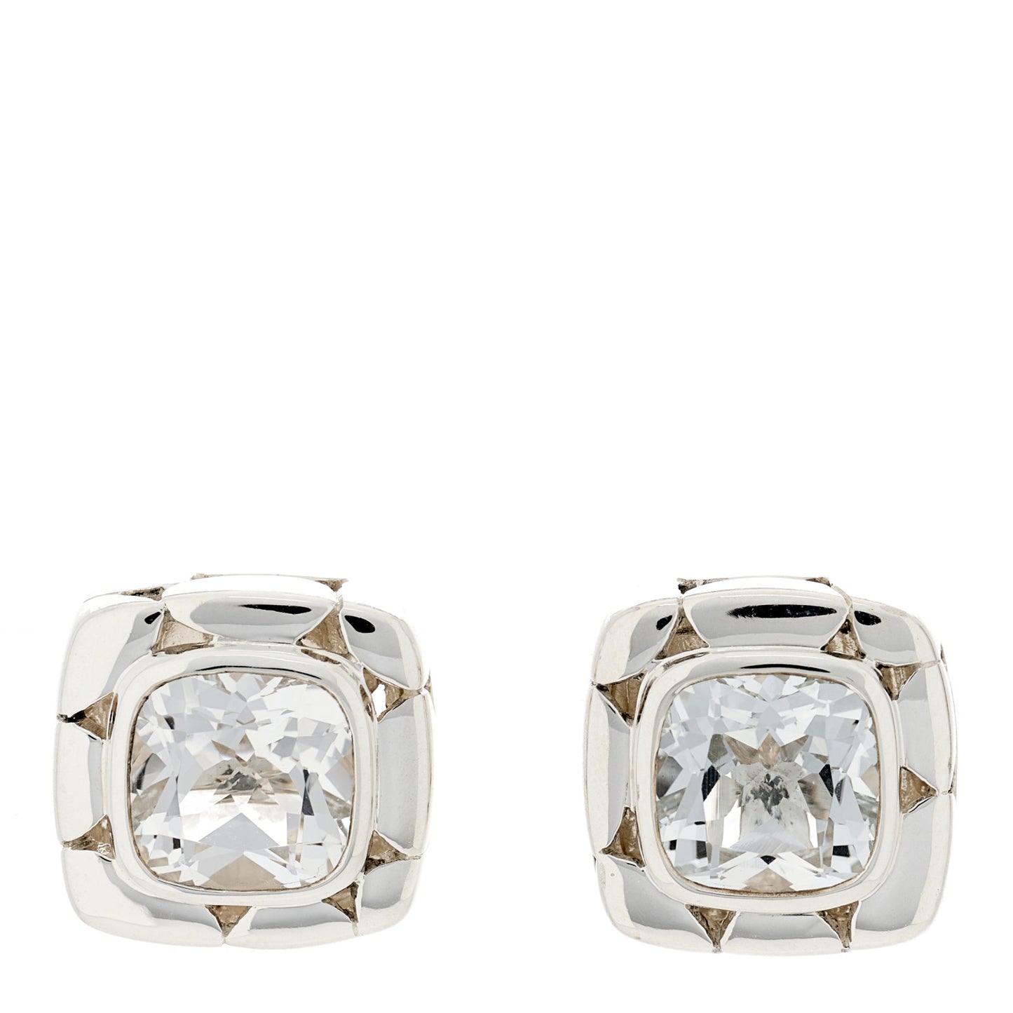 Sterling Silver White Topaz Batu Kali Square Earrings