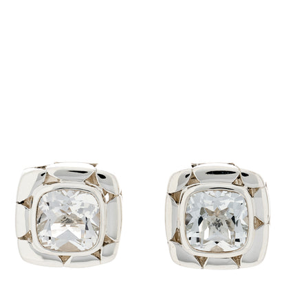 John Hardy Sterling Silver White Topaz Batu Kali Square Earrings 1 of 4