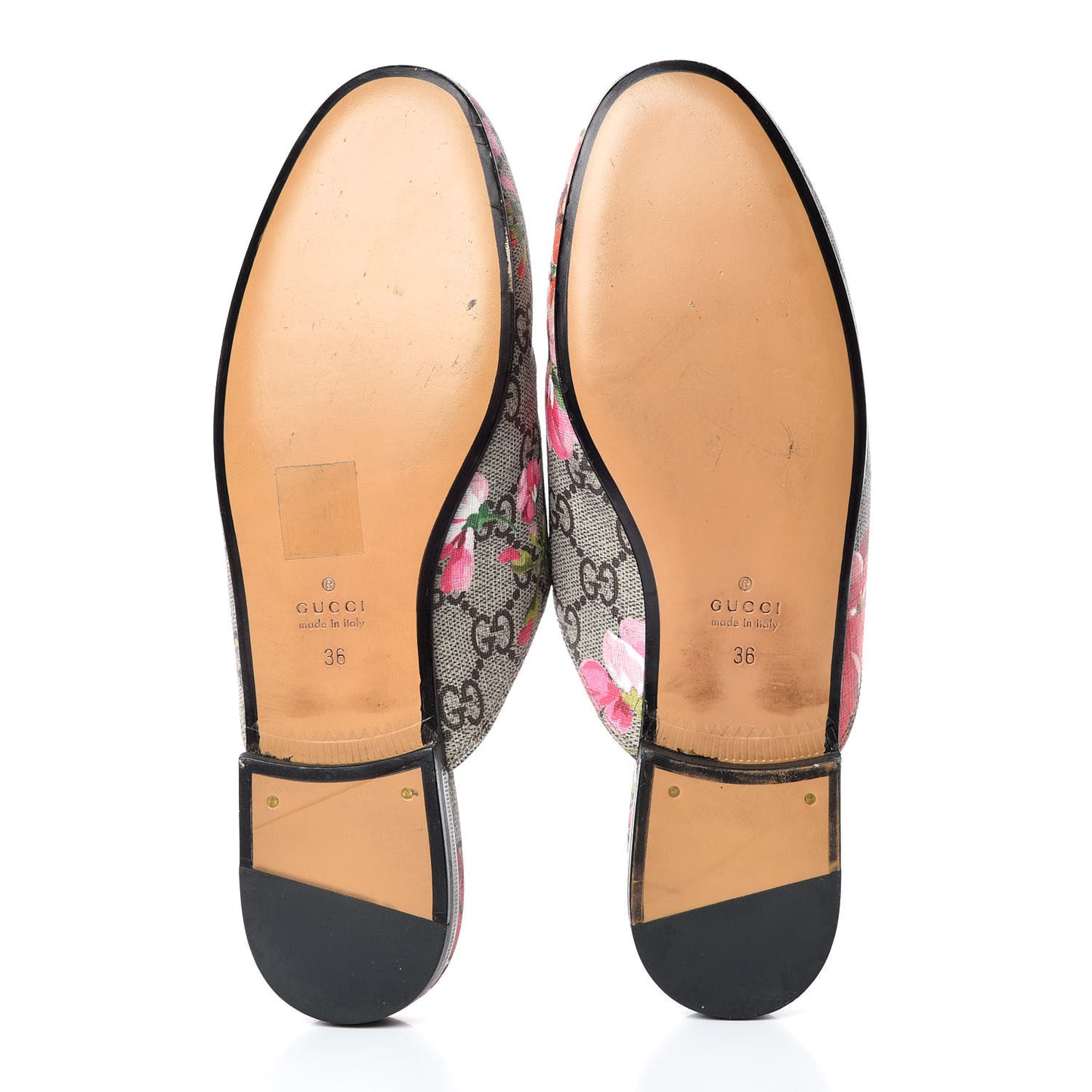 GG Supreme Monogram Blooms Womens Princetown Slippers 36 Beige Multicolor Dry Rose