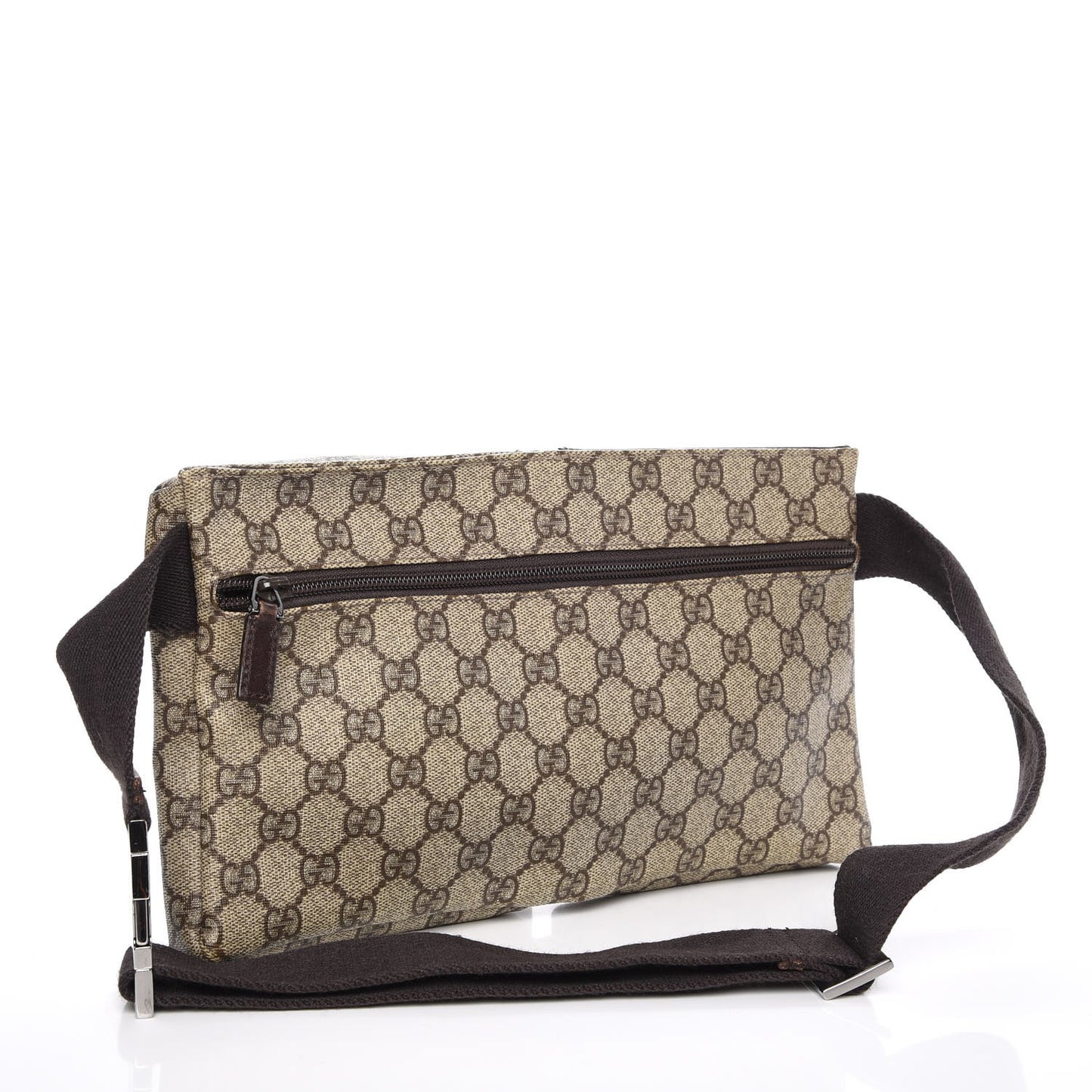 GG Monogram Double Pocket Belt Bag Dark Brown