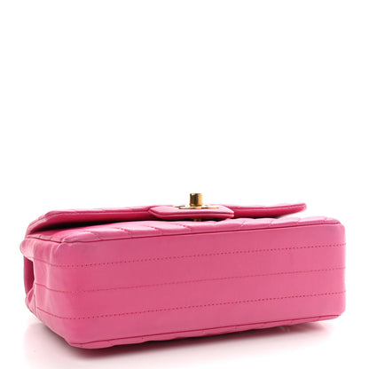 Chanel Lambskin Chevron Quilted Mini Rectangular Flap Dark Pink 4 of 9