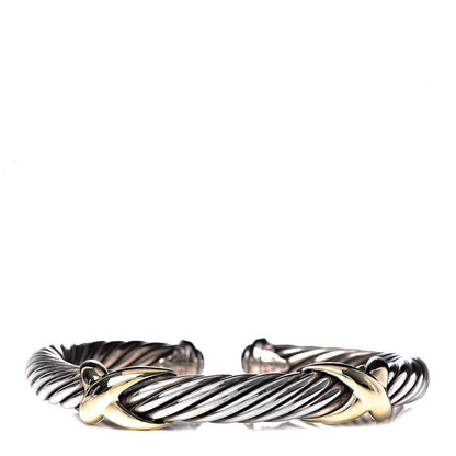 David Yurman Sterling Silver 14K Yellow Gold 7mm Double X Cable Bracelet 1 of 3