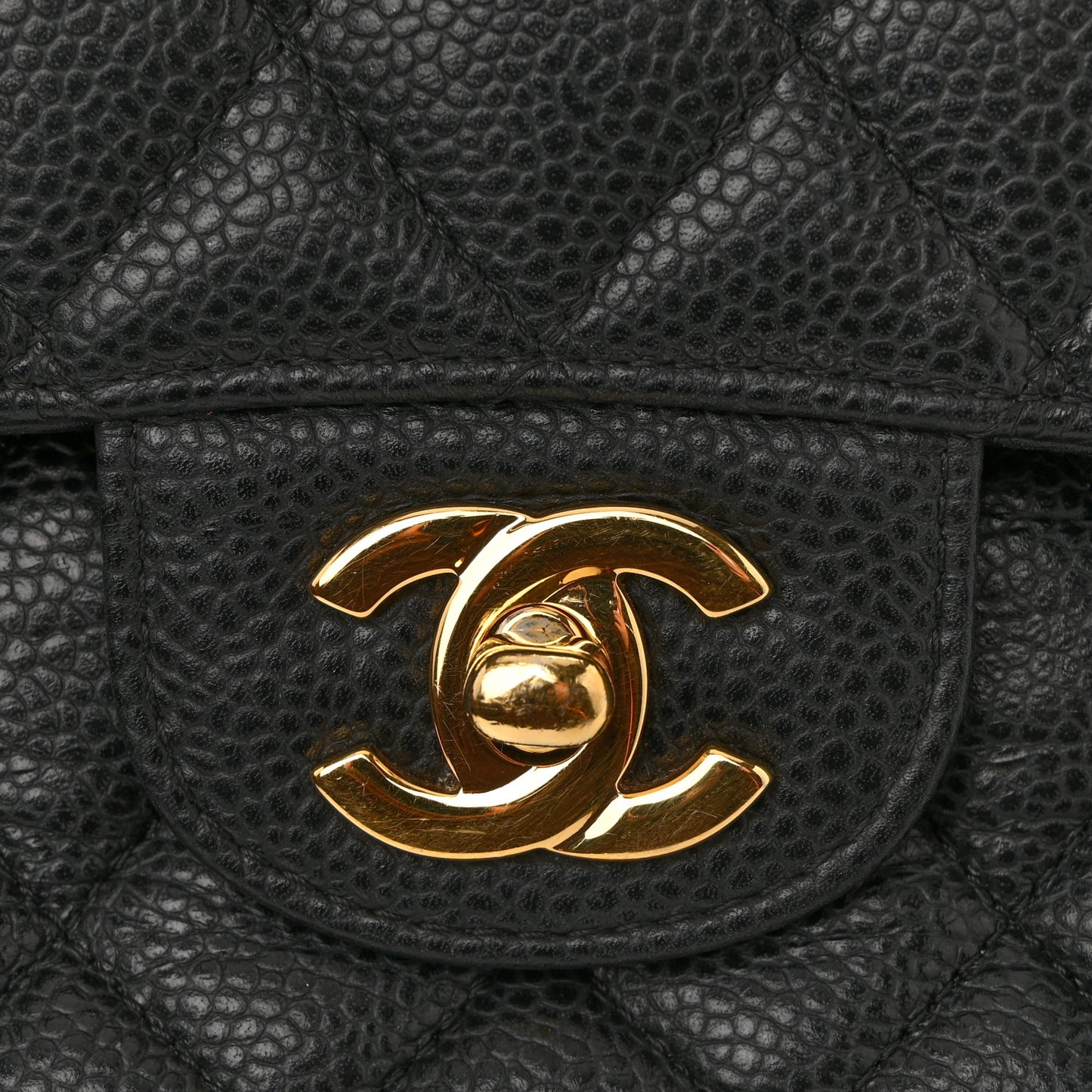 Caviar Quilted Medium Double Flap Black