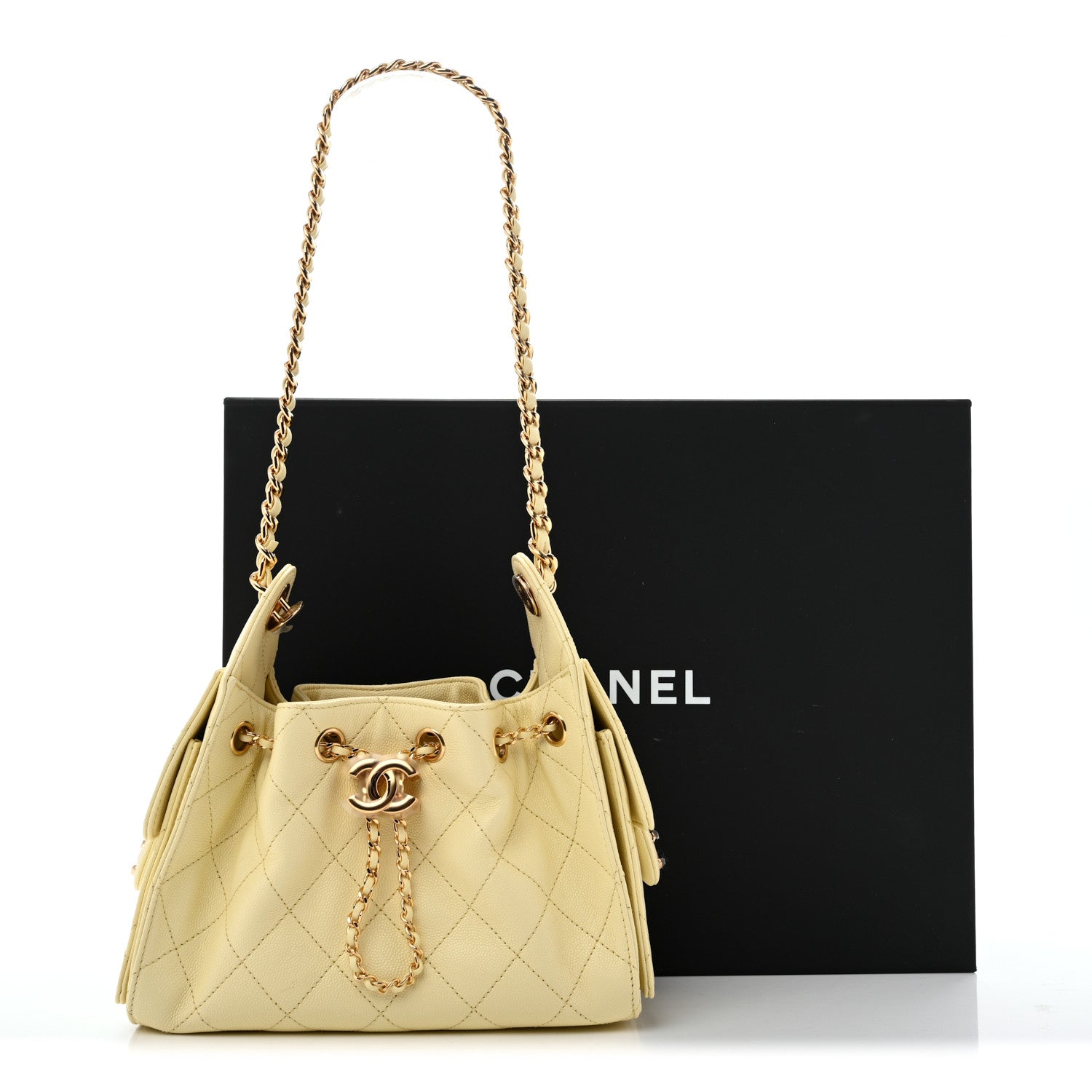 Chanel Caviar Quilted Mini Chanel 25 Handbag Light Yellow 11 of 11