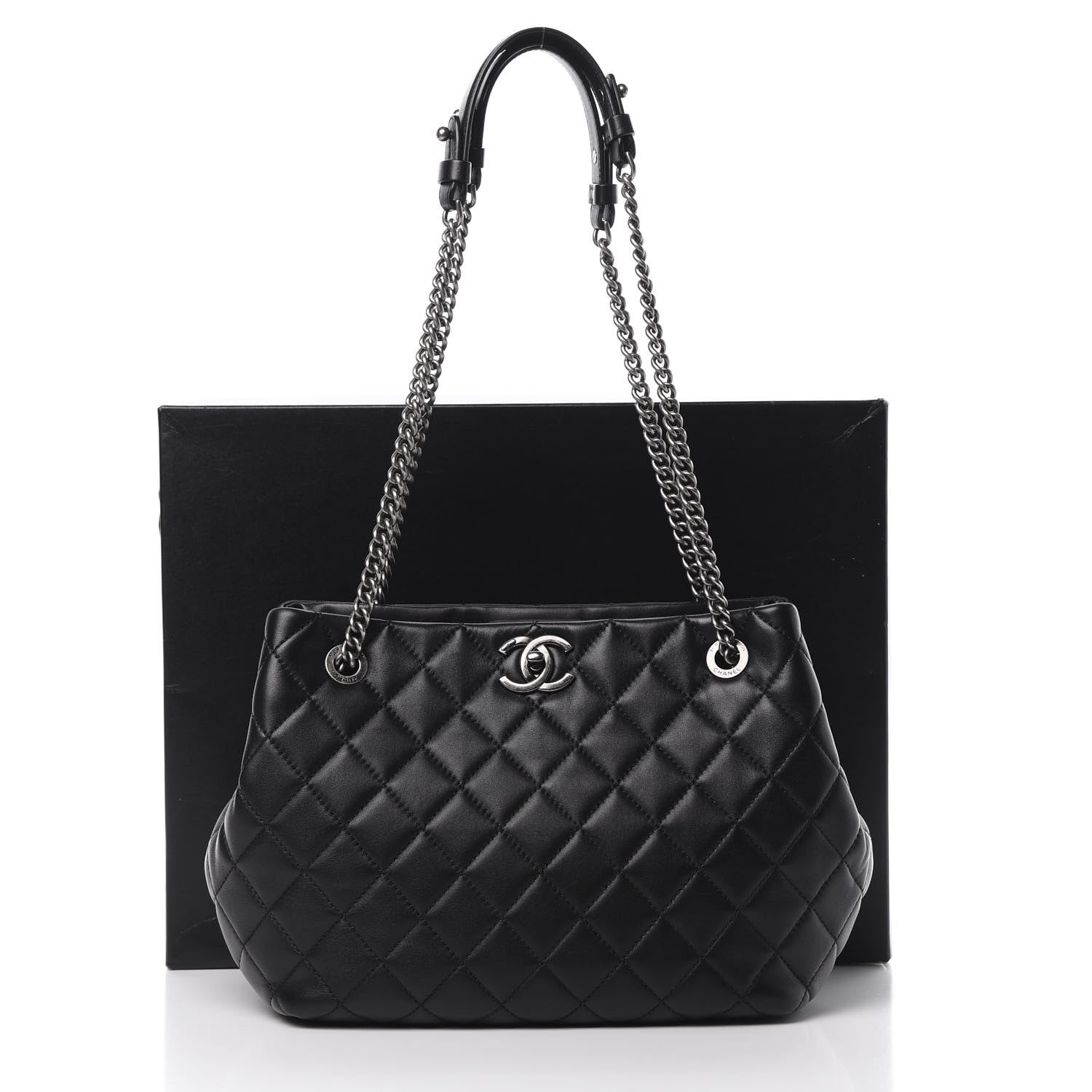 Chanel Lambskin Quilted Accordion Tote Black 12 of 12