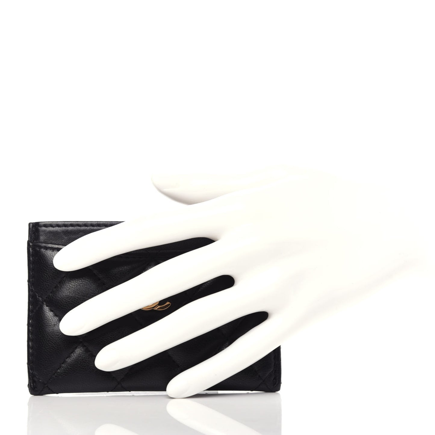 Lambskin Quilted Card Holder Black