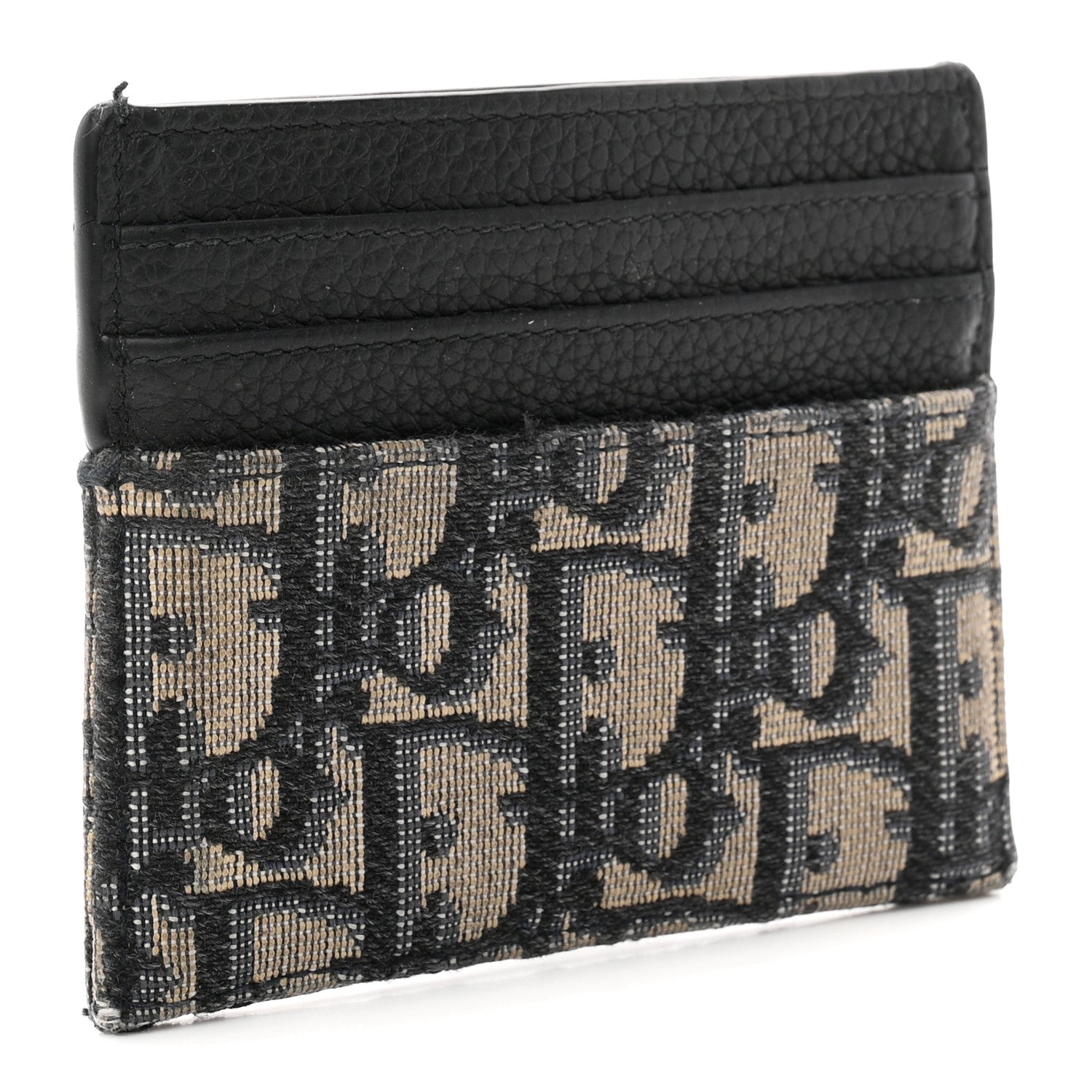 Christian Dior Grained Calfskin Oblique Card Holder Black 3 of 8