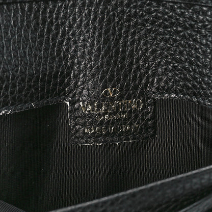 Valentino Garavani Pebbled Calfskin Rockstud Fold Zip Wallet Black 6 of 12