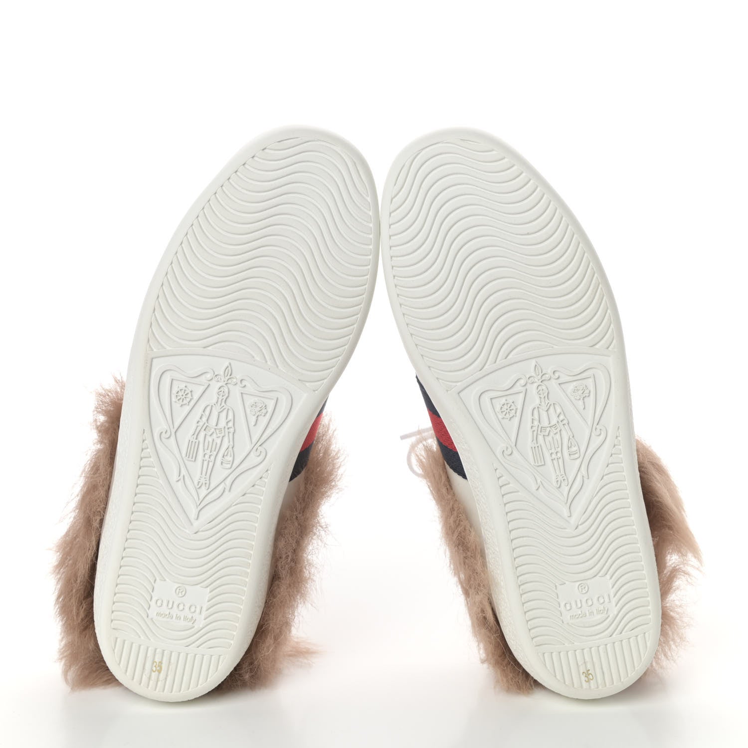 Gucci Calfskin Wool Bee Embroidered Ace Sneakers 35 White 7 of 7