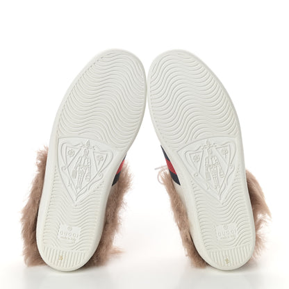 Gucci Calfskin Wool Bee Embroidered Ace Sneakers 35 White 7 of 7