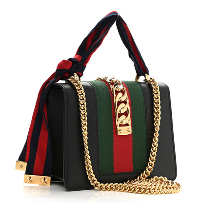 Gucci Calfskin Mini Sylvie Chain Shoulder Bag Black 3 of 11