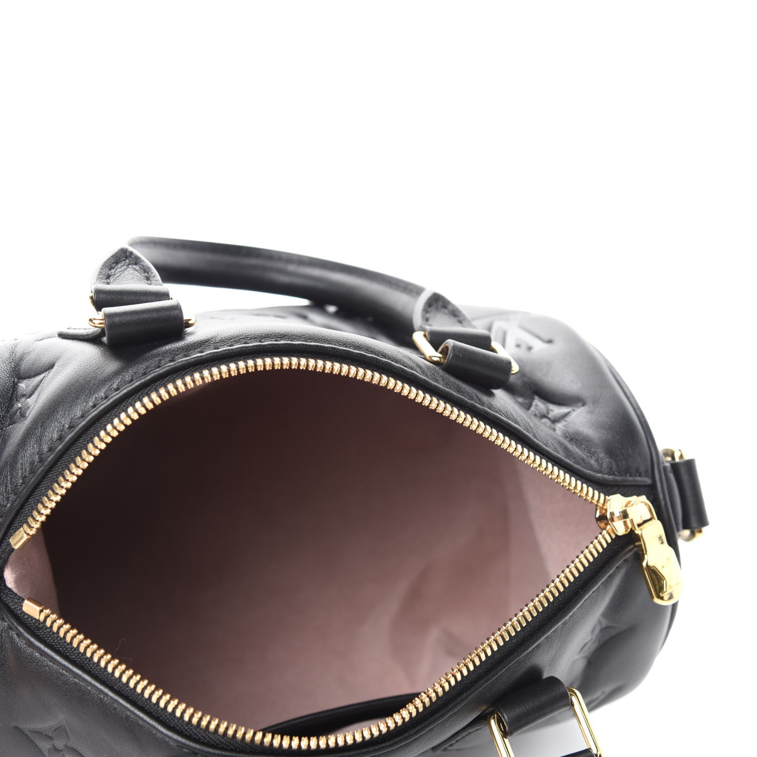 Louis Vuitton Lambskin Embossed Monogram Speedy 22 Bandouliere Black 5 of 10