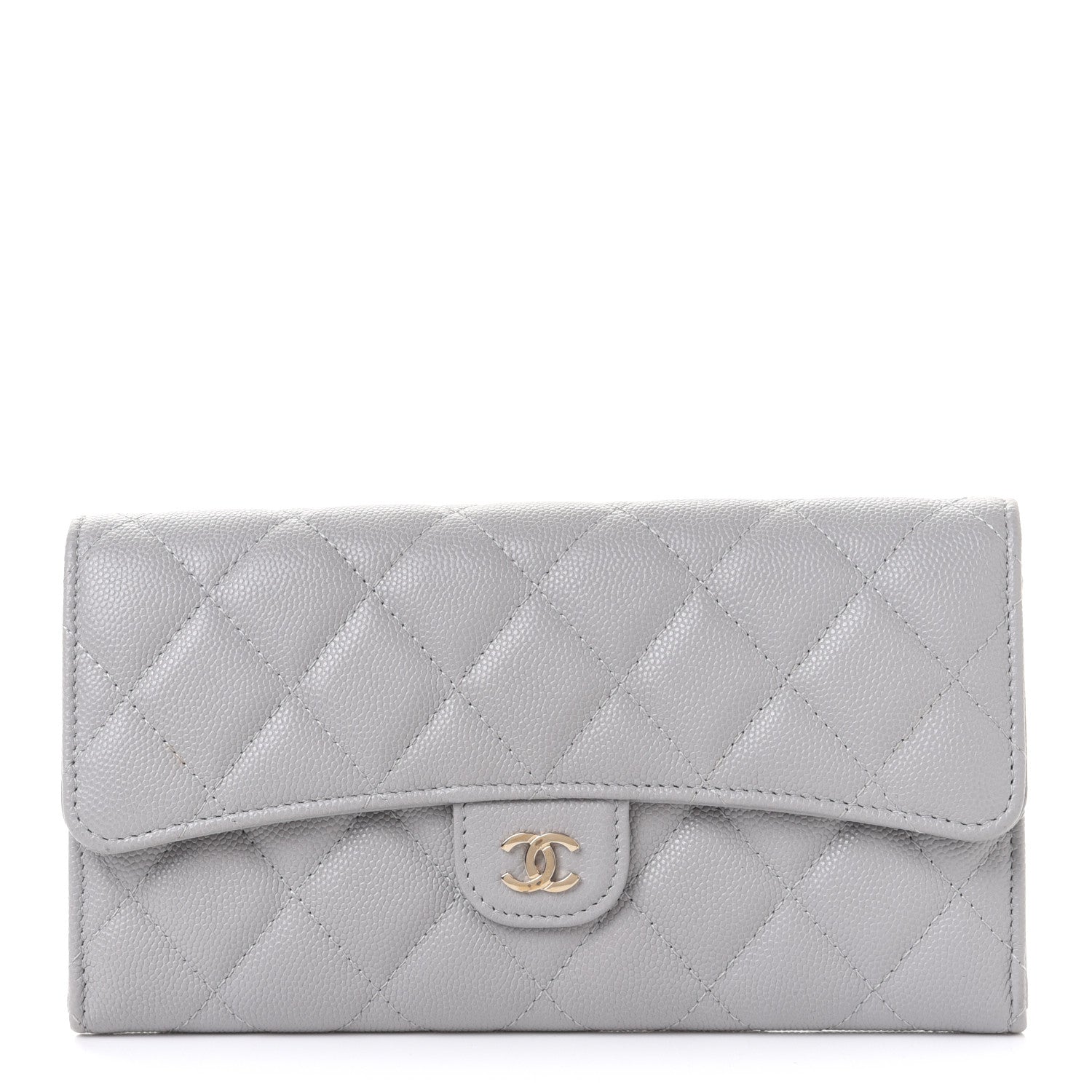 Chanel Caviar Quilted Large Flap Wallet Grey 1 of 9
