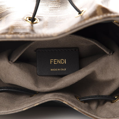 Fendi Glazed Fabric Vitello Grace F is Fendi FF 1974 Stamp Patch Grande Mon Tresor Bucket Bag Mogano Panna Black 9 of 11