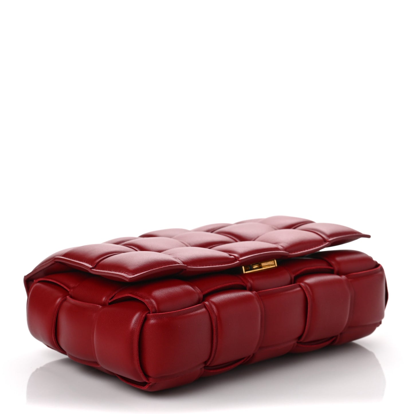 Nappa Maxi Intreccio Padded Cassette Crossbody Bag Dark Red