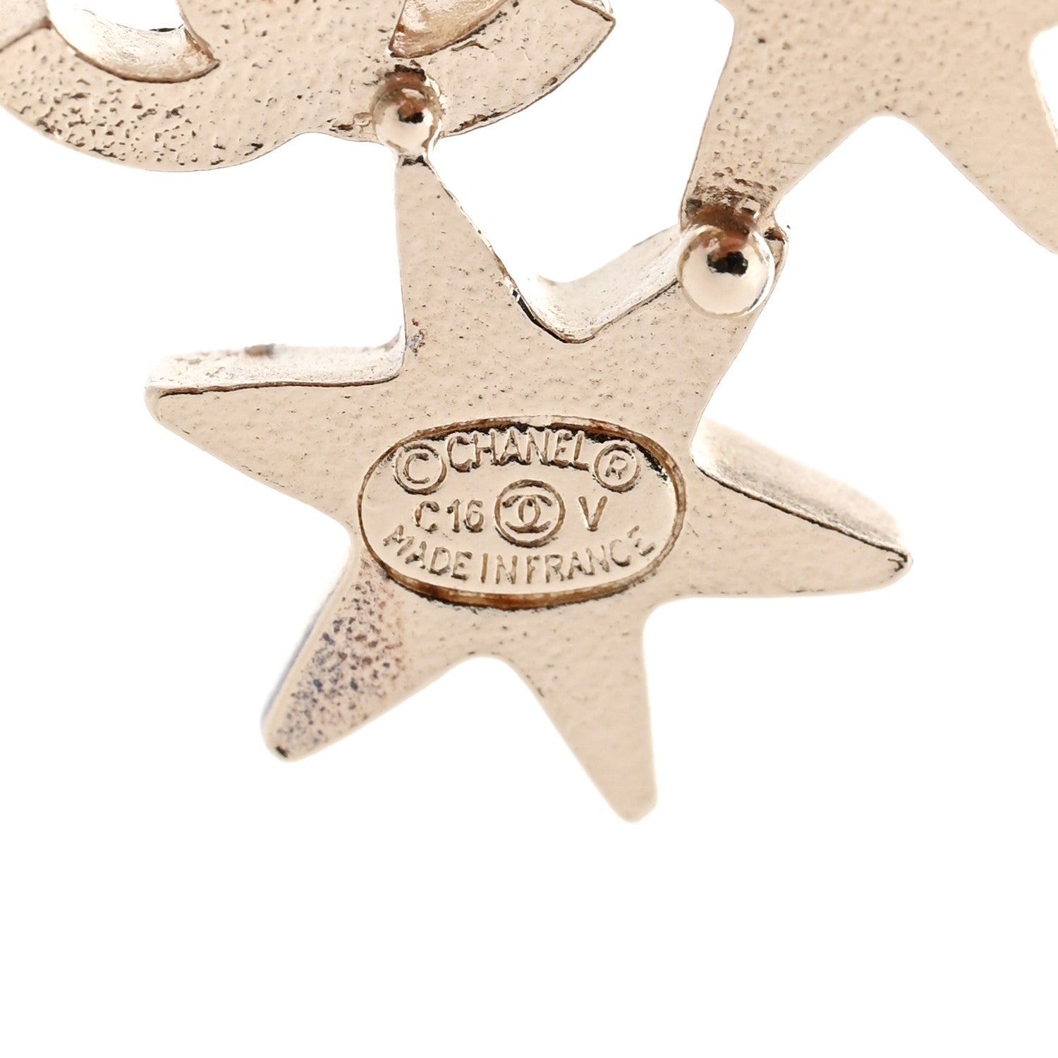 Chanel Crystal Pearl CC Star Earrings Gold 3 of 4